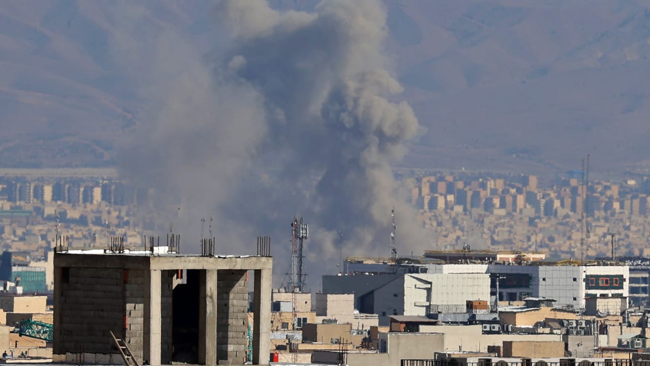 Smoke rises from the site of airstrikes in a central area of the Iranian capital Tehran on March 6, 2026.