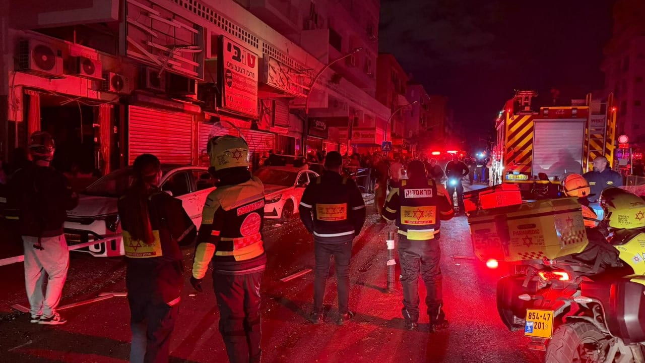 Magen David Adom paramedics at the scene of a missile hit, March 9, 2026.