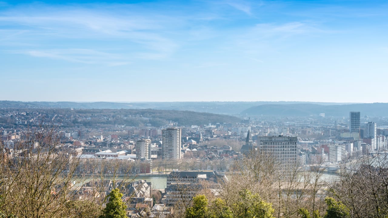View of buildings in Liege, Belgium on February 28, 2018.