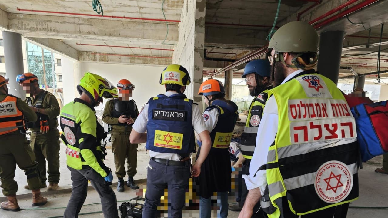 Magen David Adom paramedics at the scene of a missile hit, March 9, 2026.