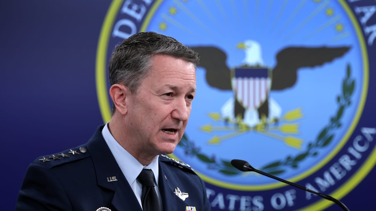 Chairman of the Joint Chiefs of Staff General Dan Caine speaks during a news conference at the Pentagon on March 2, 2026 in Arlington, Virginia. (photo credit: Alex Wong/Getty Images)