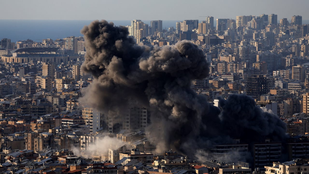 Smoke rises after an Israeli strike on Beirut's southern suburbs, following an escalation between Hezbollah and Israel amid the U.S.-Israeli conflict with Iran, Lebanon, March 10, 2026. 