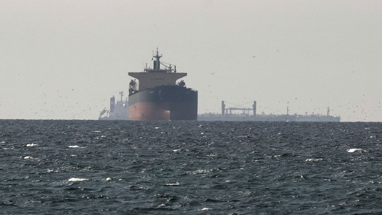 Tankers sail in the Gulf, near the Strait of Hormuz, as seen from northern Ras al-Khaimah, near the border with Oman’s Musandam governance, amid the US-Israeli conflict with Iran, in United Arab Emirates, March 11, 2026.