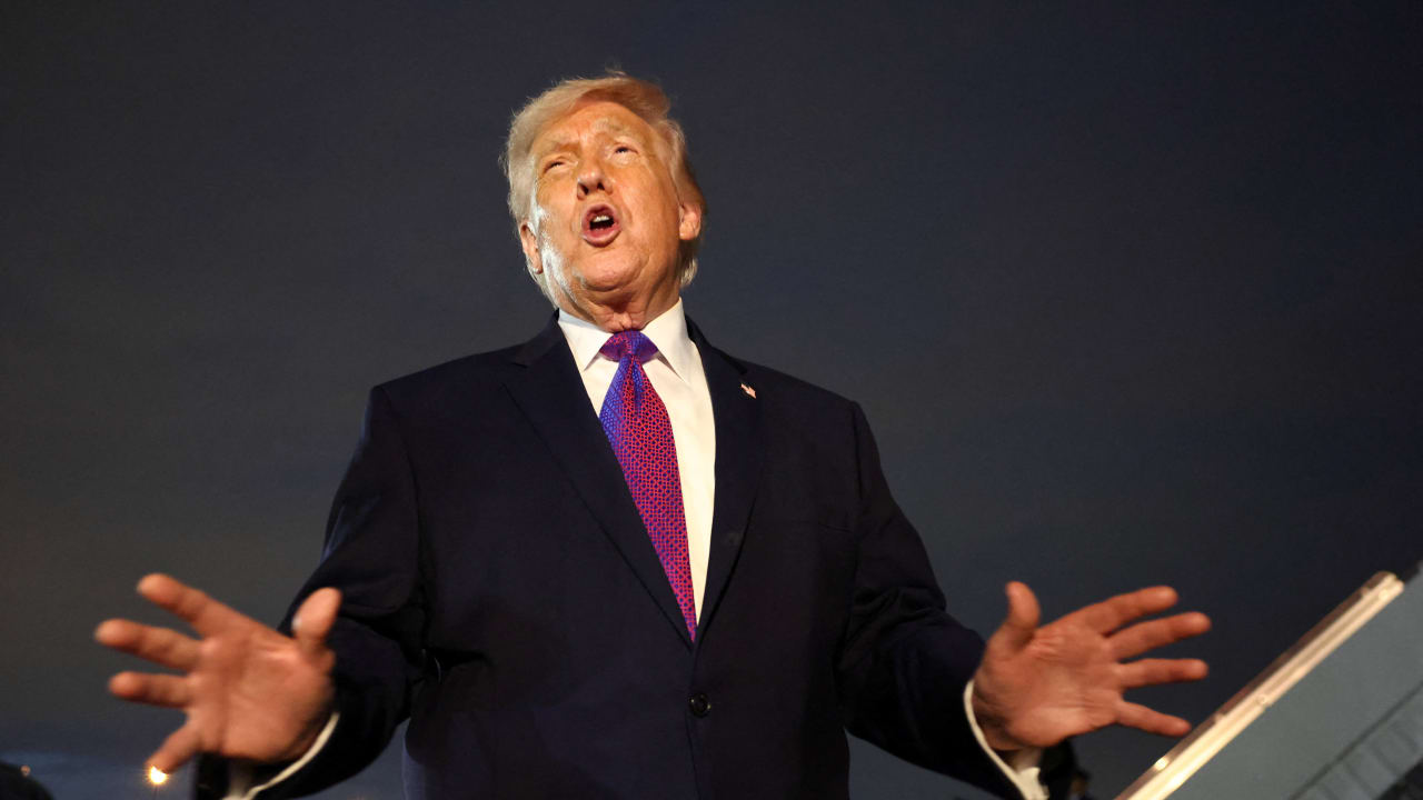 US President Donald Trump talks to the media upon his arrival at Joint Base Andrews, Maryland, US, March 11, 2026.