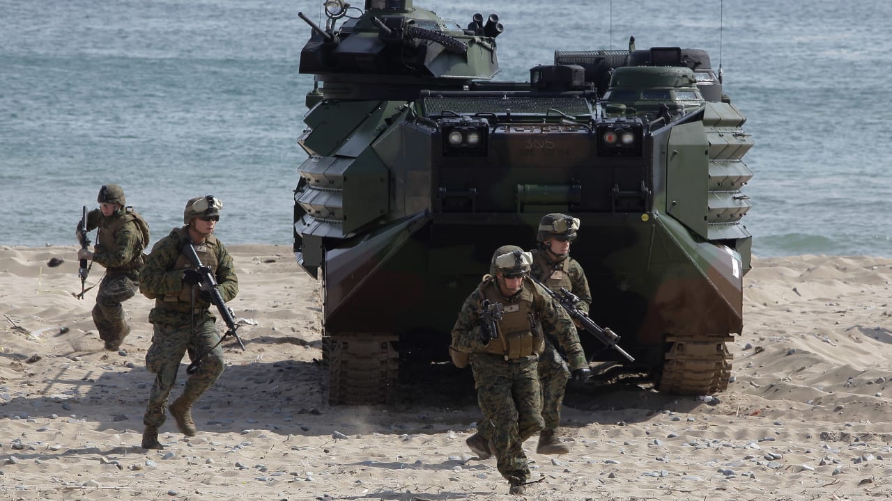 US Marine soldiers from 31st Marine Expeditionary Unit, Battalion landing team deployed from Okinawa, Japan. March 29, 2012  in Pohang, South Korea.