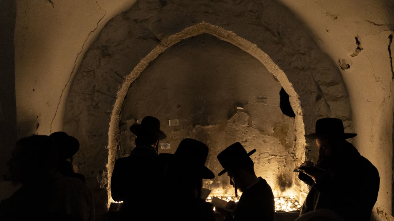 Jews visit and pray at Joseph’s Tomb in the city of Nablus, in the West Bank, early on January 29, 2026. 