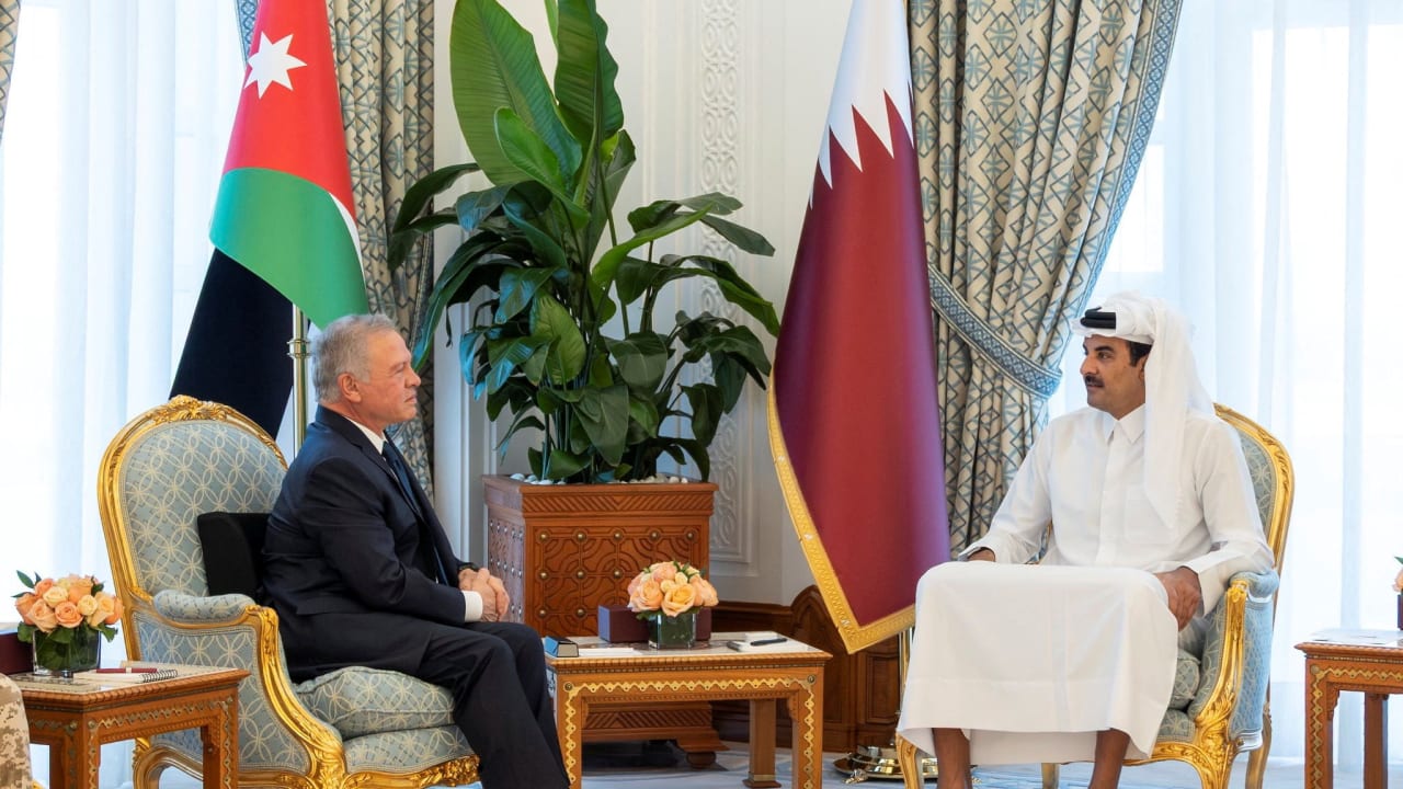Jordan's King Abdullah II meets the Emir of Qatar, Sheikh Tamim bin Hamad Al Thani, in Doha, Qatar, March 17, 2026