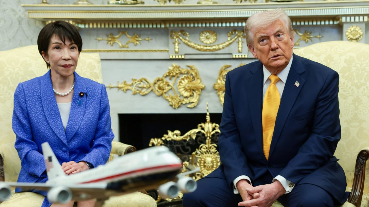 US President Donald Trump meets with Japanese Prime Minister Sanae Takaichi in the Oval Office at the White House in Washington, DC, US, March 19, 2026.