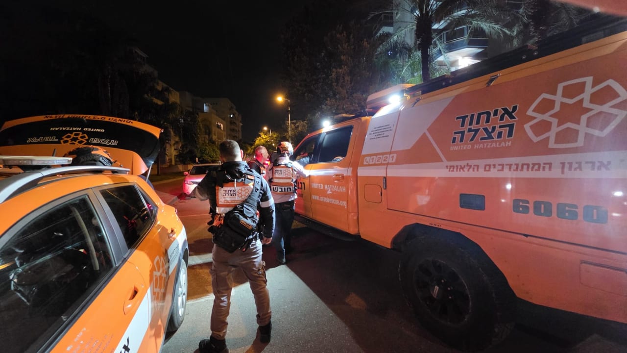 United Hatzalah emergency responders at the scene of reported shrapnel following an Iranian missile barrage, March 23, 2026.