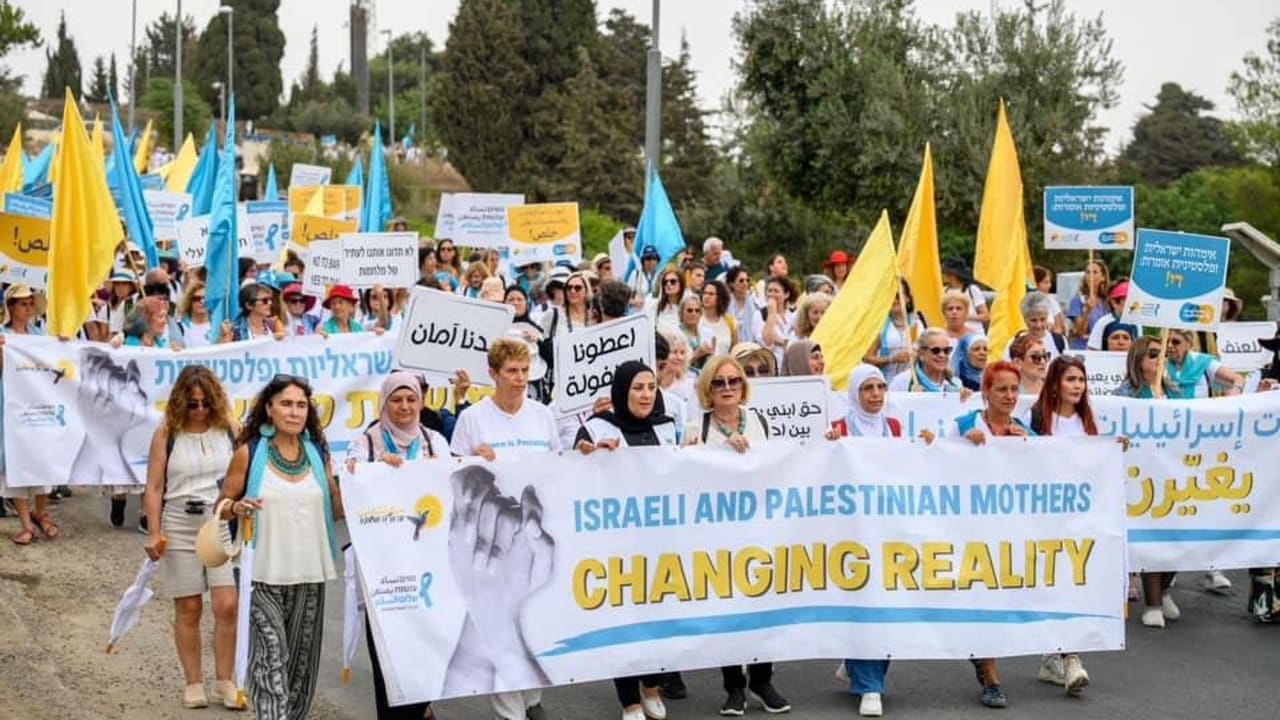 Israeli and Palestinian mothers belonging to the Women Wage Peace organization march for a political horizon to the Israeli-Palestinian conflict. 