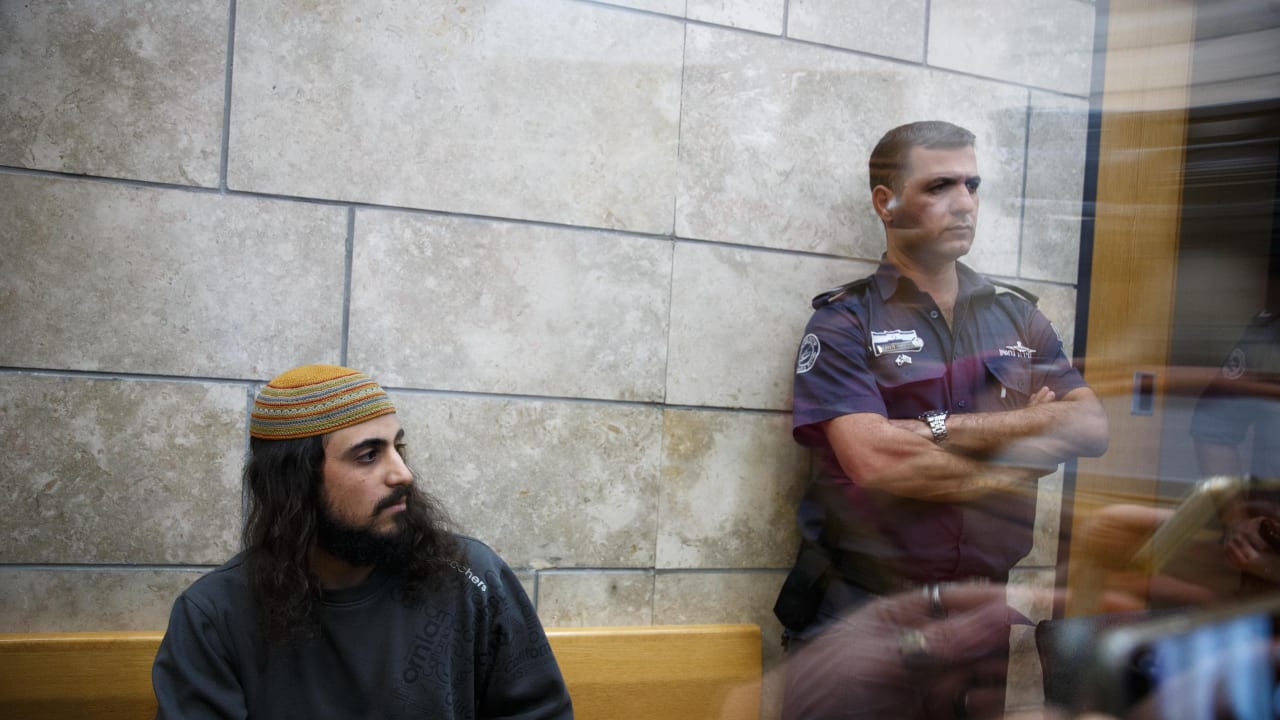 Yinon Reuveni, one of the suspects of vandalizing the church of the Multiplication of the Loaves and Fishes in Tabgha, on the shore of the Sea of Galilee, hears his verdict at the Nazareth Magistrate's Court on December 12, 2017.