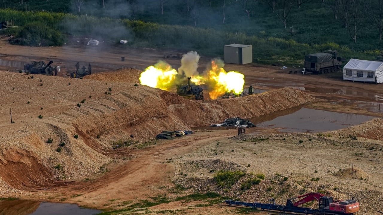AN ISRAELI artillery unit fires near the Israeli-Lebanese border amid the ongoing war with Iran and Hezbollah, March 28, 2026.