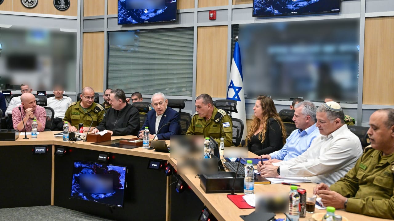 Prime Minister Benjamin Netanyahu attends a security assessment at the Kirya in Tel Aviv with Defense Minister Israel Katz and IDF Chief of Staff Lt.-Gen. Eyal Zamir on April 3, 2026.
