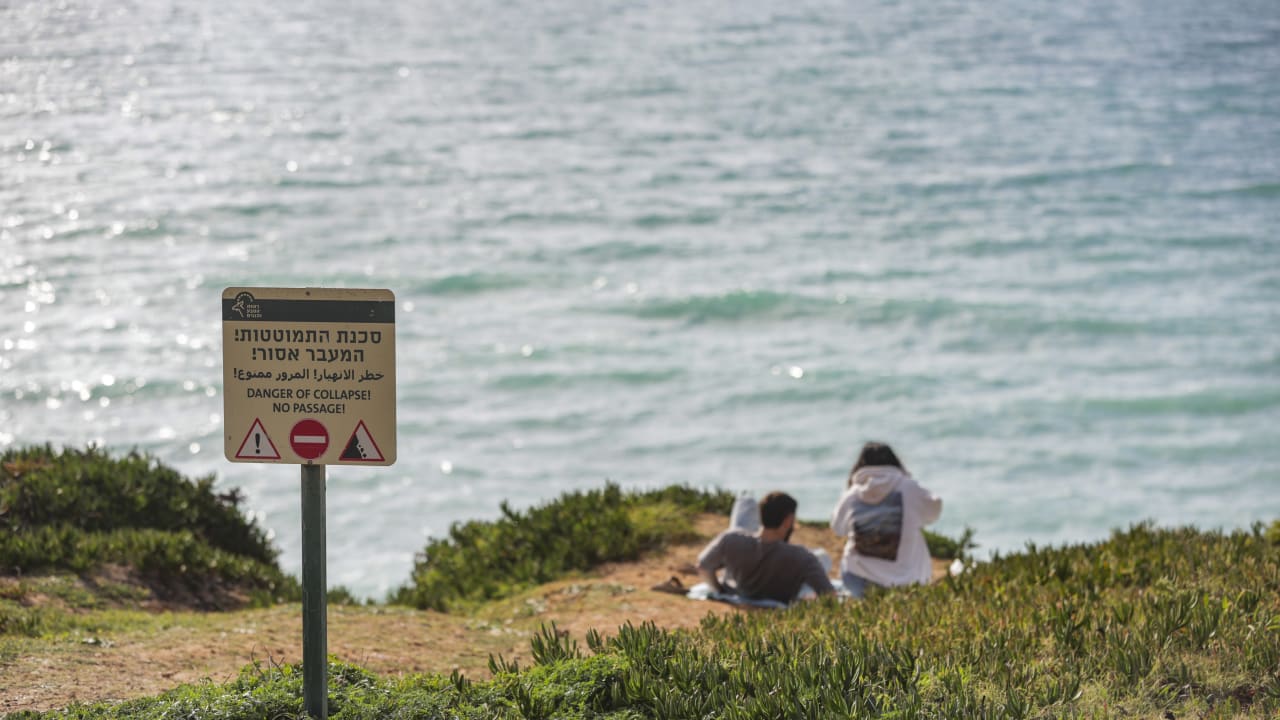 VIEW OF Sidna Ali Beach in Herzliya, February 21, 2026. (photo credit: Tal Gal/Flash90)