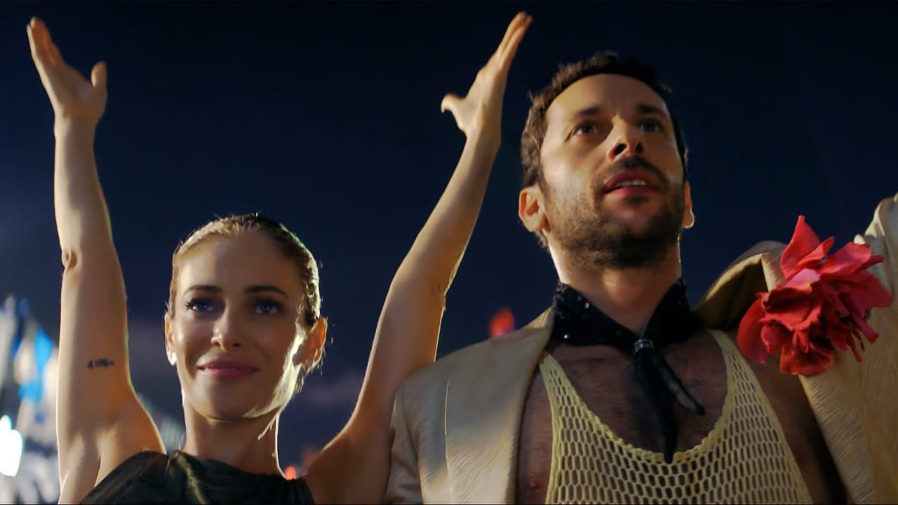 An Israeli artist couple (Efrat Dor and Ariel Bronz) sell their souls to the ruling elite in the provocative film "Yes," from director Nadav Lapid. 