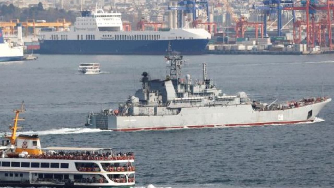 THE RUSSIAN Navy’s landing ship ‘Caesar Kunikov’ sails in the Bosphorus near Istanbul earlier this month on its way to the Mediterranean Sea.