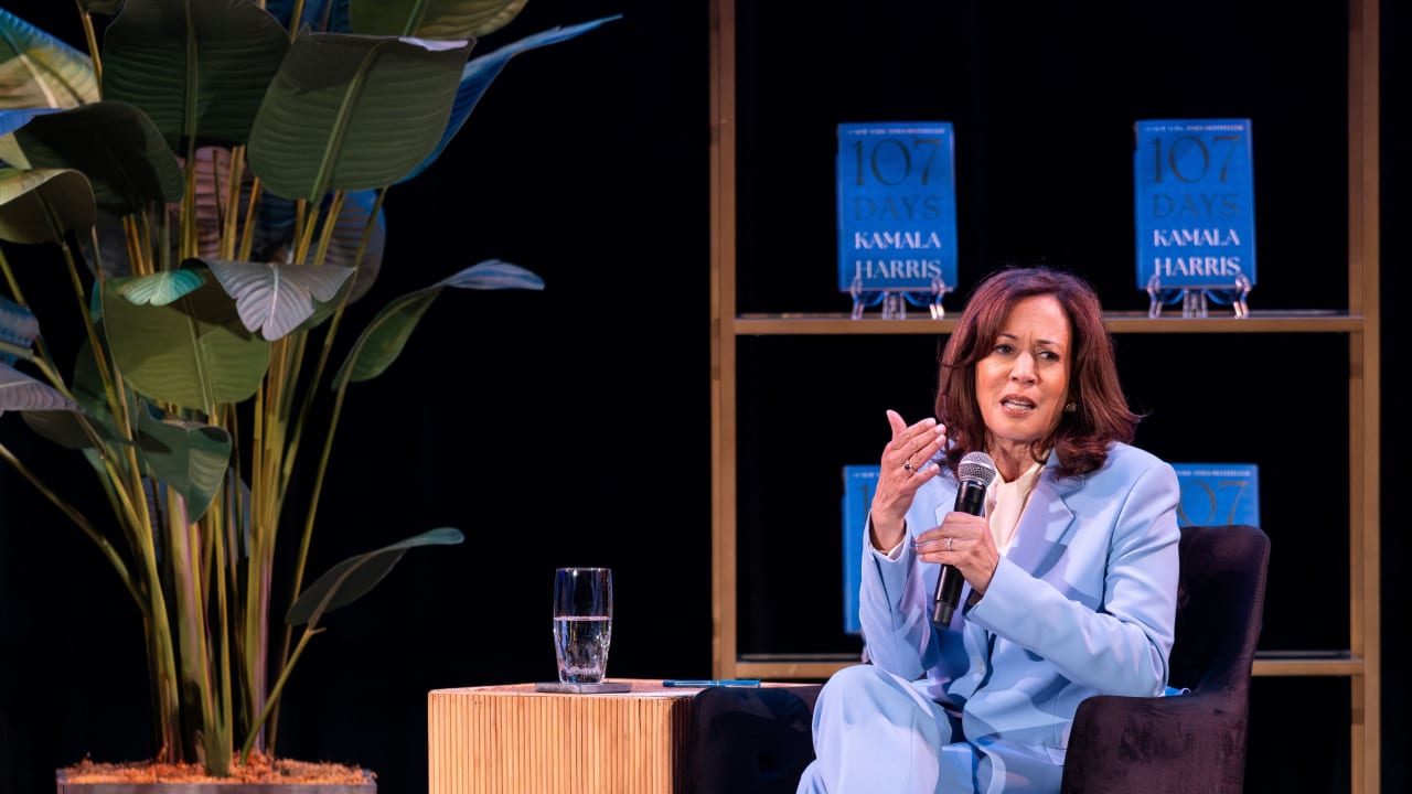 Former US vice president Kamala Harris during a book tour, pictured in South Carolina, April 16, 2026.