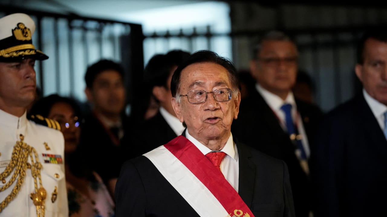 JOSE BALCAZAR leaves the Faustino Sanchez Carrion building after he was elected as interim president, following a session by Peruvian lawmakers to choose a new leader of Congress to assume Peru's presidency, in Lima, Peru, February 18, 2026.