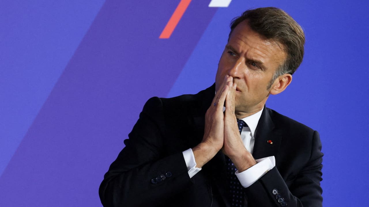 El presidente francés, Emmanuel Macron, asiste al Foro Económico Grecia-Francia en el Centro Cultural de la Fundación Stavros Niarchos, en Atenas, la semana pasada.
