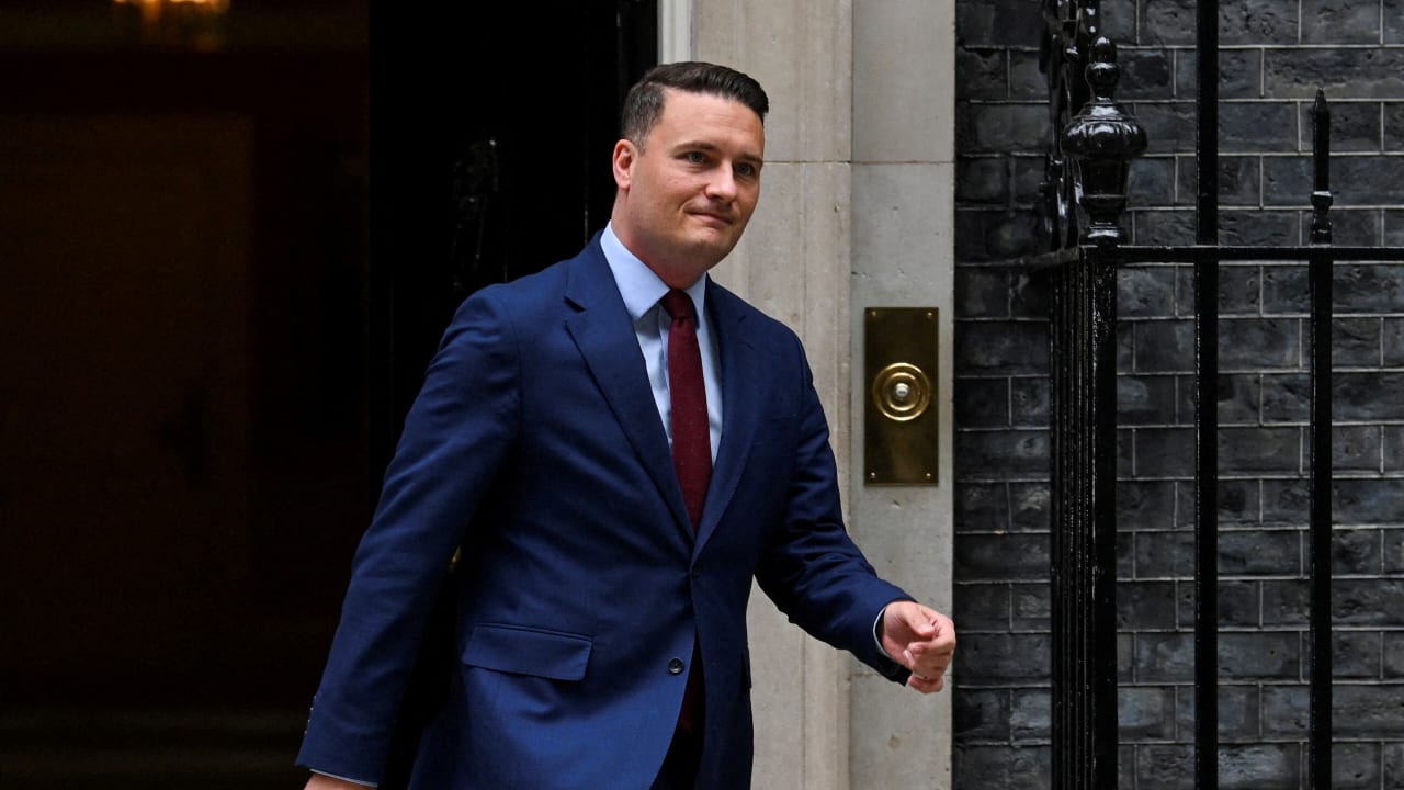 British Health Secretary Wes Streeting walks on Downing Street, on the day of the State Opening of Parliament, in London, Britain, May 13, 2026. 