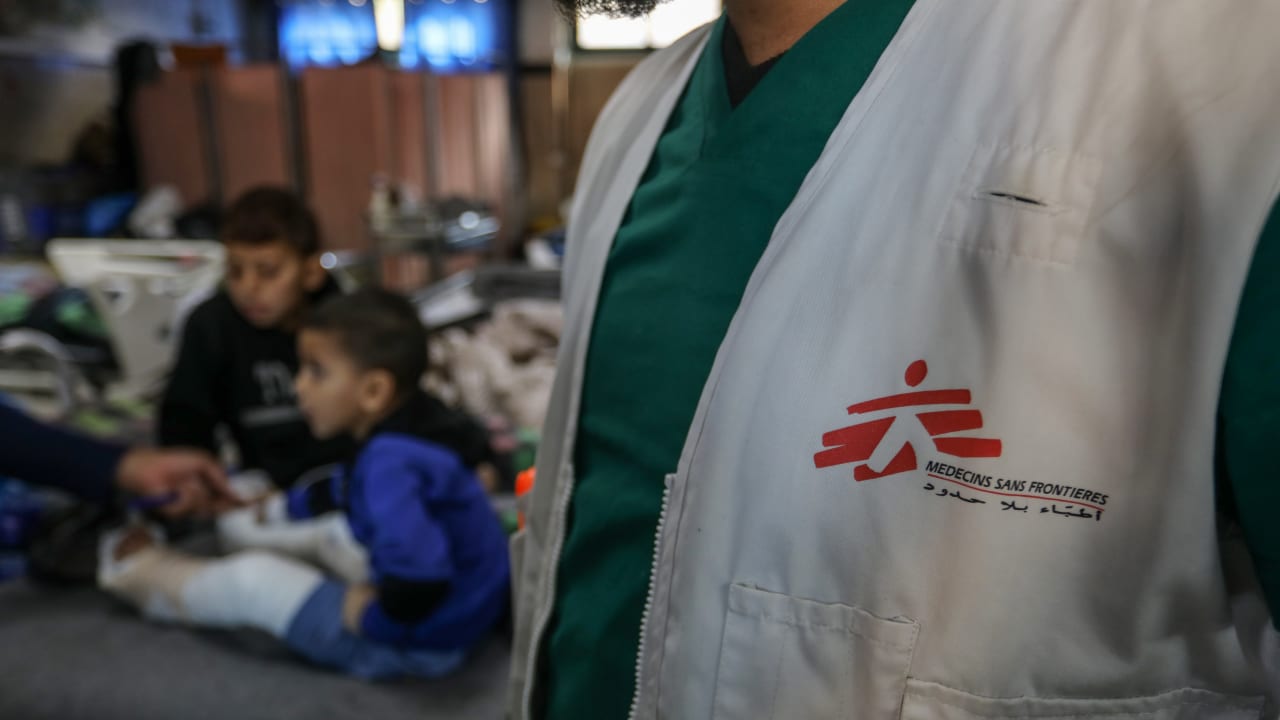 Palestinians are seen at a Doctors Without Borders (MSF) clinic at Nasser Medical Complex in Khan Younis, southern Gaza Strip, January 15, 2026.