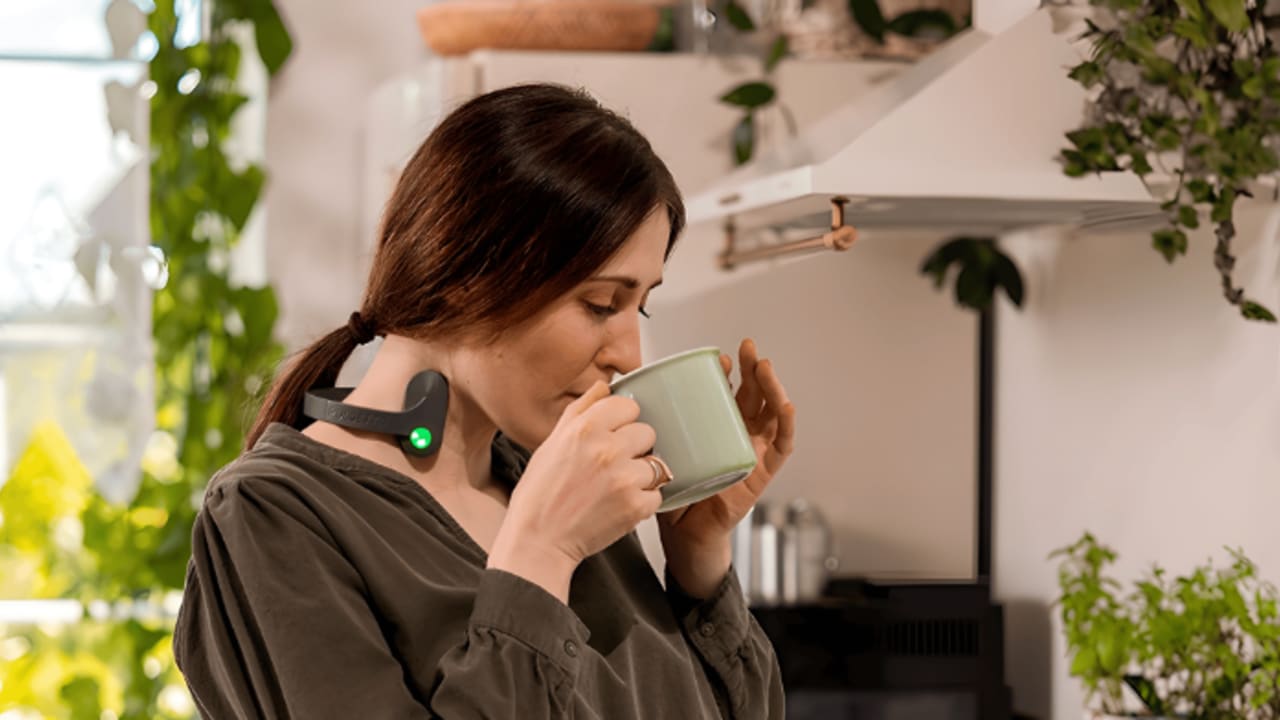 "A wearable vagus nerve stimulator marketed as a fast, non-drug solution for stress relief and improved sleep."