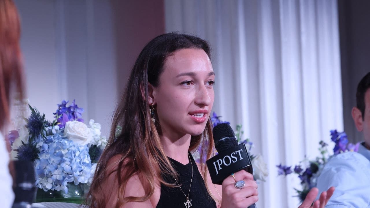 Nova survivor Maayan Dee speaks at The Jerusalem Post's Annual Conference, in New York City, US, June 1, 2026