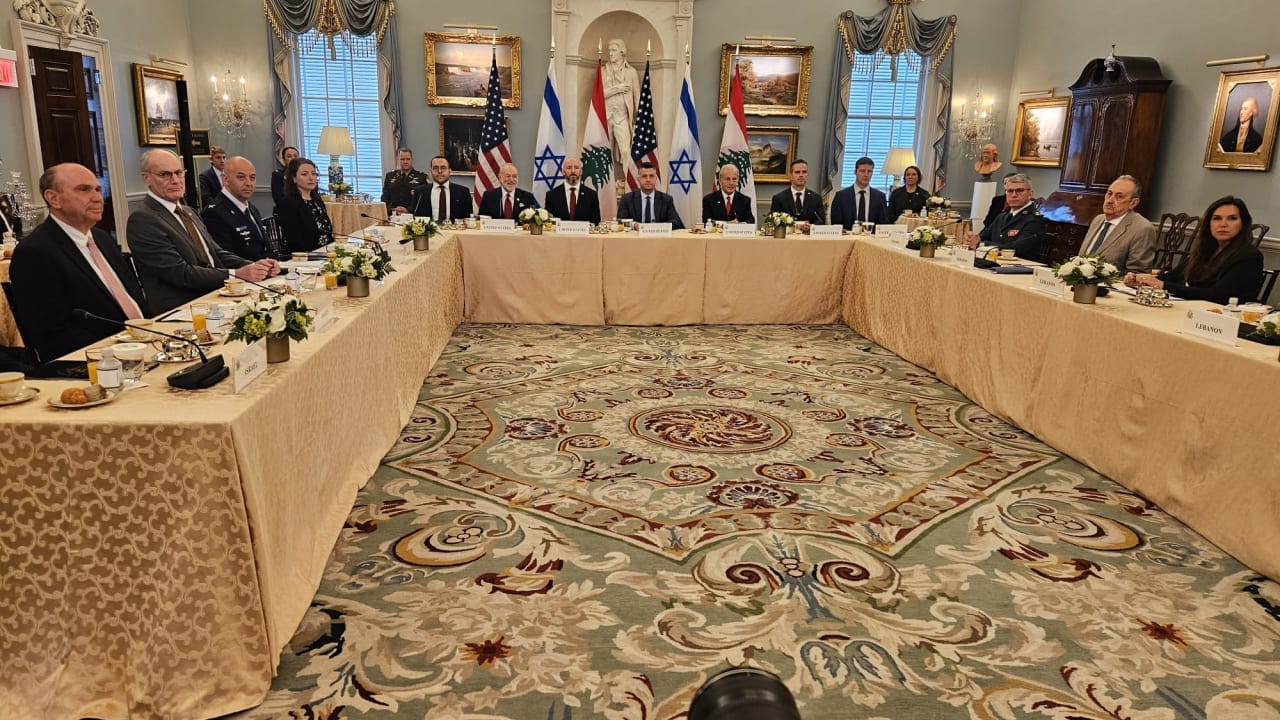 Talks between the US, Lebanon, and Israel in Washington DC earlier this year. 