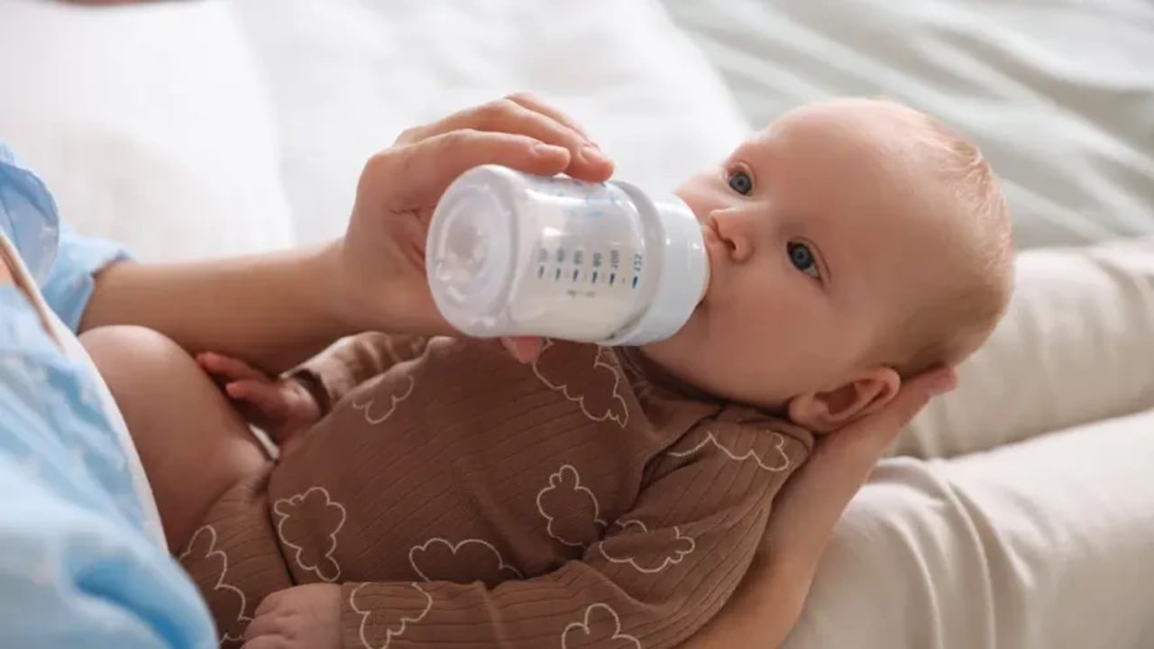 Feeding baby from a bottle
