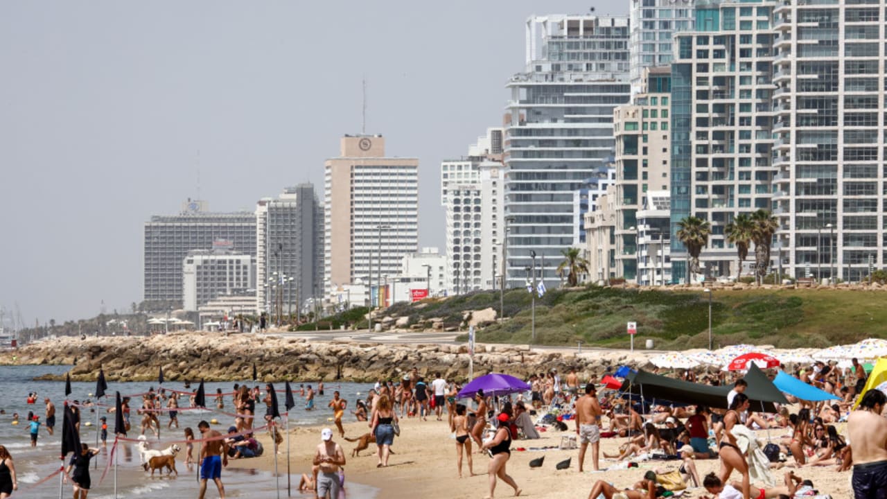 A hot day at the beach in Tel Aviv.