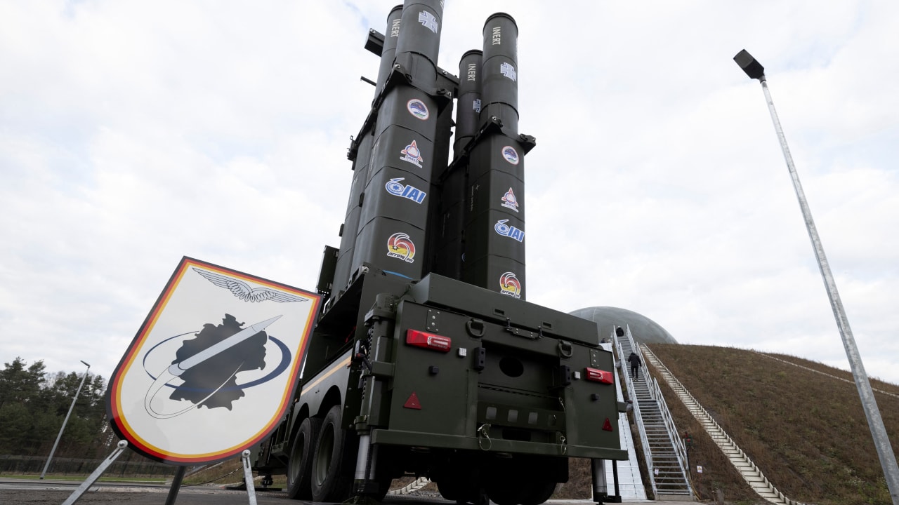 The German Air Force presents the initial capability of the "Arrow Weapon System for Germany" in Annaburg, Germany, December 3, 2025.