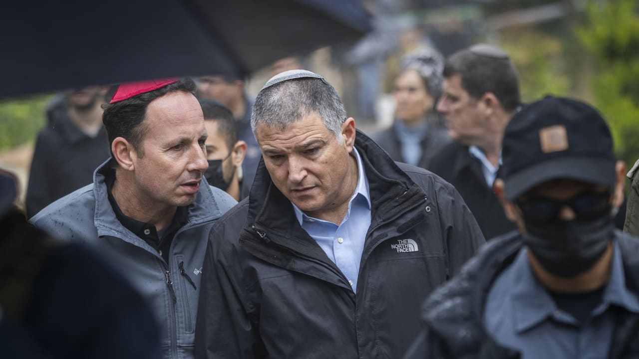 Shin Bet Director David Zini attends the funeral of an Israeli soldier at the Mount Herzl Military Cemetery in Jerusalem, March 27, 2026
