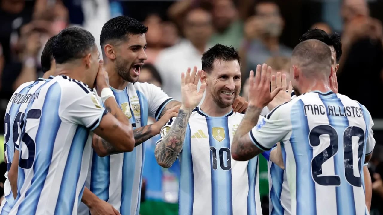 Messi y los jugadores de la selección argentina