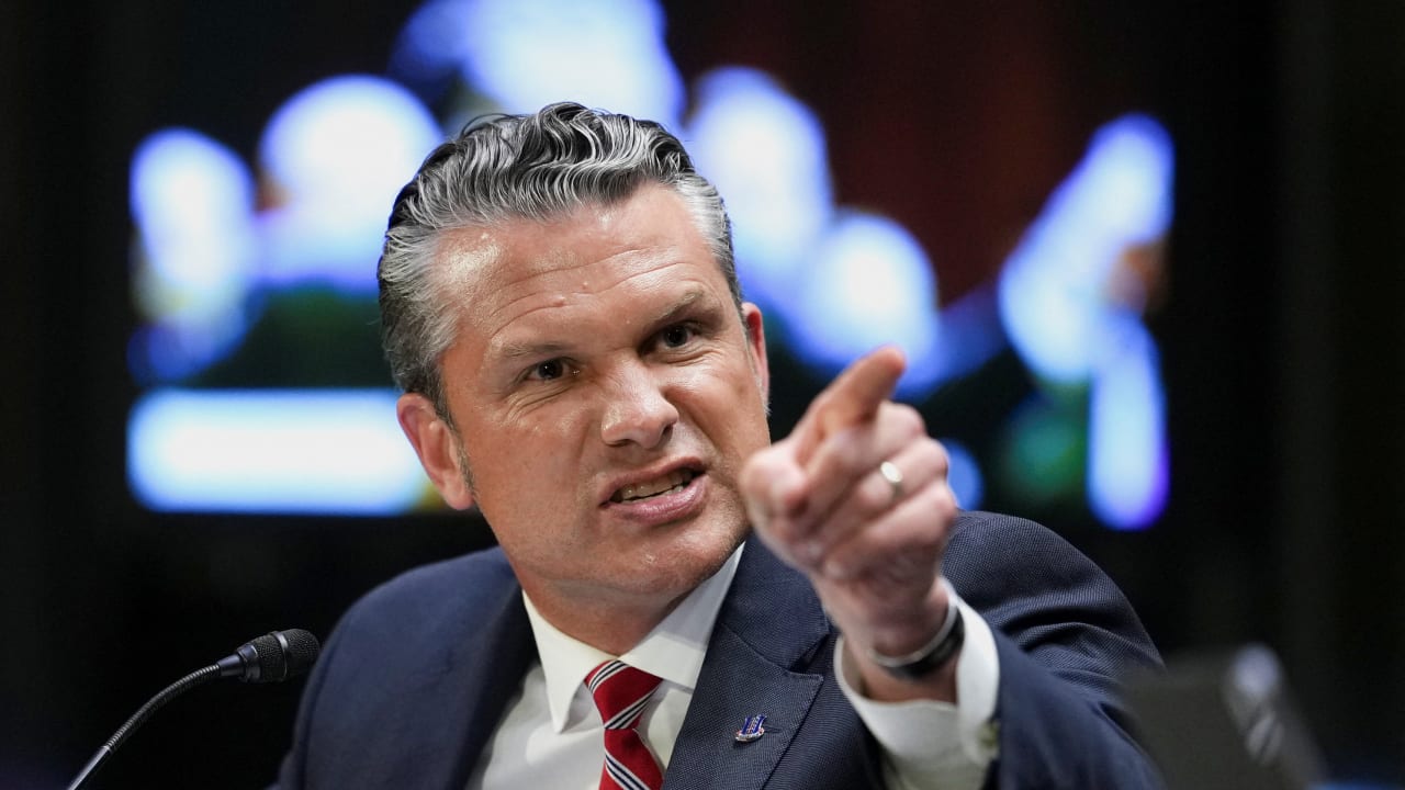 US Secretary of Defense Pete Hegseth gestures as he testifies during a Senate Appropriations Committee hearing on US President Donald Trump's supplemental funding request for the Department of Defense, in Washington.