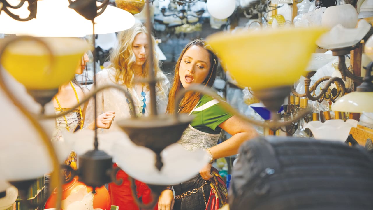 Dancing to Hayati with cast in a lantern shop in Shuk Hapishpishim.