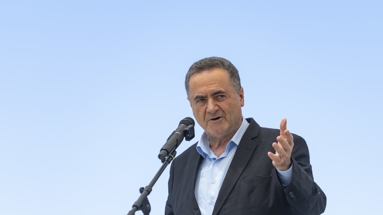 Defense Minister Israel Katz attends a cornerstone-laying ceremony for the new settlement of Doran in the Mount Hebron region of the West Bank, June 16, 2026.