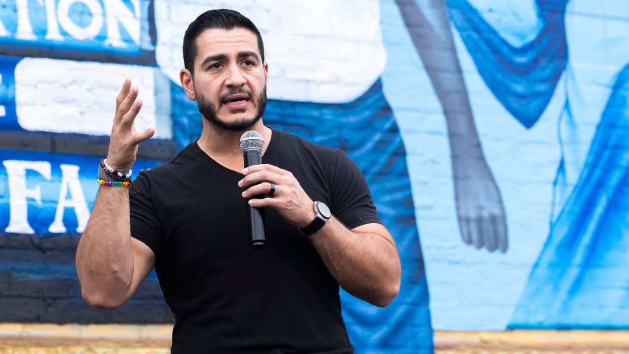 Democratic Senate candidate Abdul El-Sayed speaks in Detroit after a radio appearance on Dr. Horace Sheffield's GOTV Community Rally on August 01, 2026. 