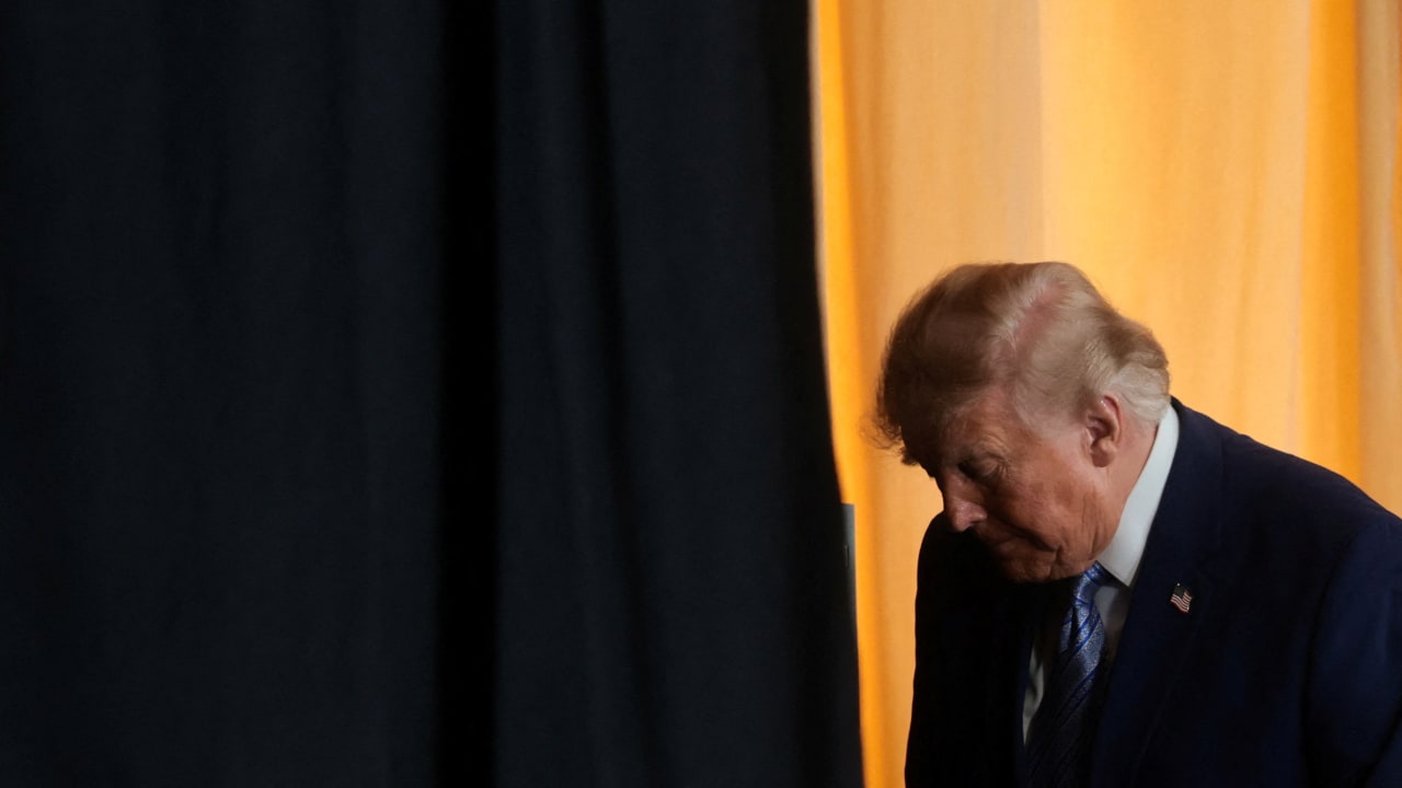 US  President Donald Trump departs after unveiling his Ratepayer Protection Pledge, aimed at shielding households from electricity costs tied to the AI boom, at the Environmental Protection Agency (EPA) headquarters in Washington, D.C., US, July 23, 2026.