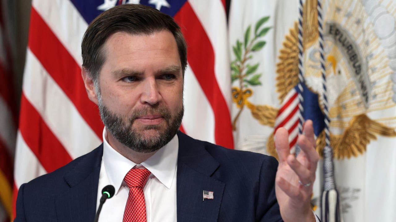 US Vice President JD Vance speaks during a Congressional Roundtable on Anti-Fraud Initiatives at the Indian Treaty Room of Eisenhower Executive Office Building on August 5, 2026 in Washington, DC.