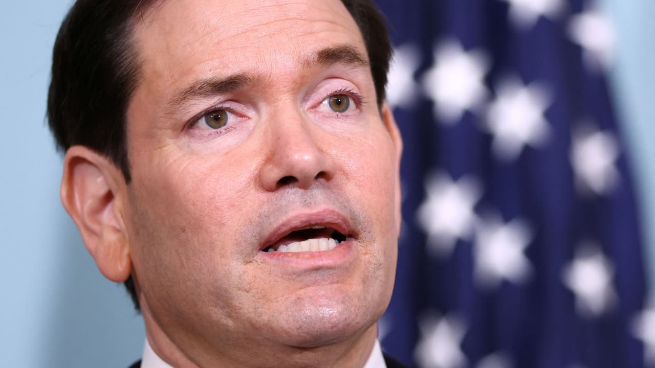 US Secretary of State Marco Rubio speaks during a memorandum of understanding signing ceremony with Paraguayan Vice President Pedro Alliana on strategic civil nuclear cooperation, at the State Department in Washington, DC, US, August 4, 2026.
