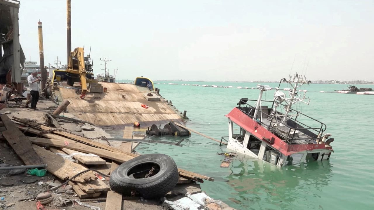 Damage in the aftermath of Houthi strikes on the Red Sea port city of Mocha, Yemen, August 10, 2026 in this screengrab taken from a handout video.