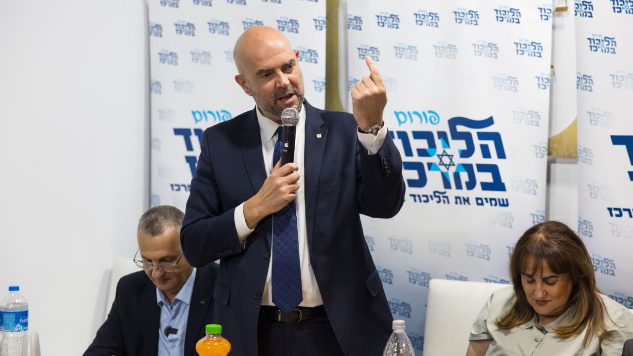 Israeli Knesset Speaker Amir Ohana attends a Likud party conference ahead of the party’s primary elections, in the southern city of Ashdod, August 2, 2026.