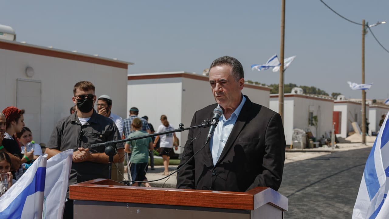 Defense Minister Israel Katz attends a ceremony marking the return to the former settlement of Ganim in the northern West Bank, which was evacuated in 2005 as part of Israel’s Disengagement Plan, August 13, 2026.