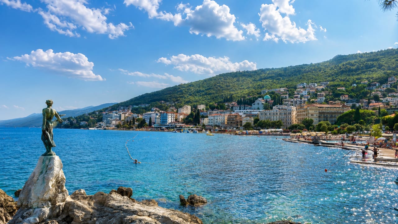 OPATIJA’S MOST recognizable symbol, the iconic Maiden with the Seagull, gazing across Kvarner Bay.
