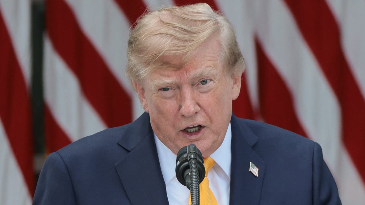 US President Donald Trump speaks as he hosts a back-to-school-themed event to highlight his administration's education policies, in the Rose Garden at the White House in Washington, August 24, 2026; illustrative.