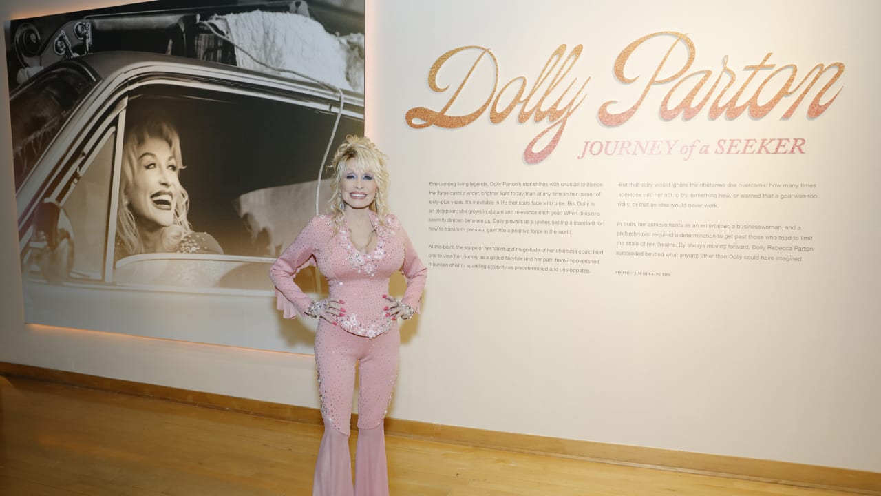 Dolly Parton attends the opening of Country Music Hall of Fame® and Museum's new exhibit 'Dolly Parton: Journey of a Seeker' at Country Music Hall of Fame and Museum on May 19, 2025 in Nashville, Tennessee.