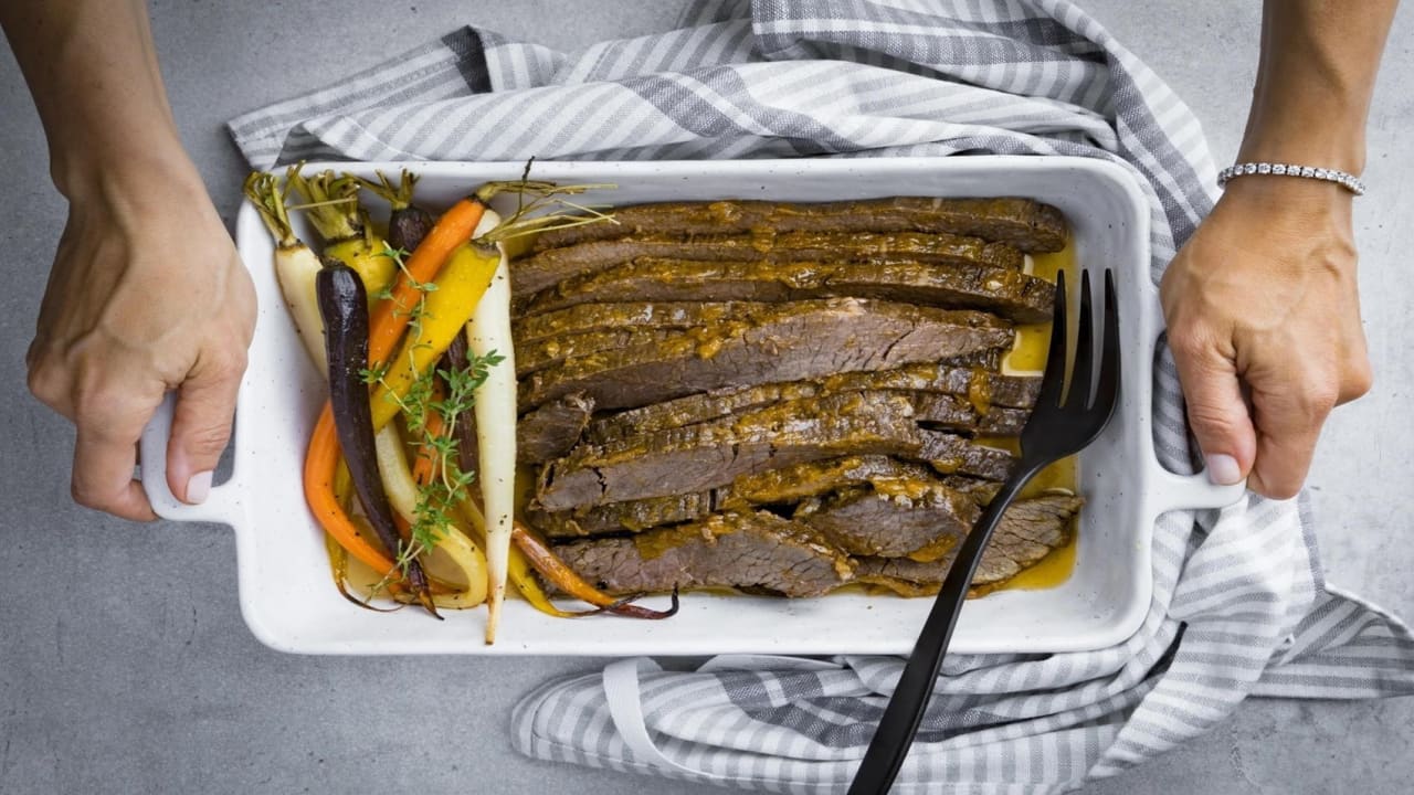 Simply Saucy Brisket from the Dining In Cookbook of Kosher.com 
