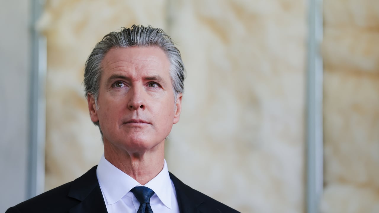 California Gov. Gavin Newsom speaks at a press conference and bill signing on July 13, 2026 in Oakland, California