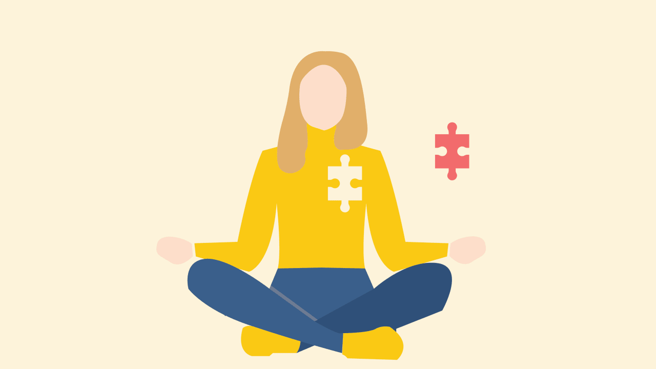 EMOTIONAL SCARS remain. Illustration of a woman with a puzzle-piece shaped hole in her chest, with the corresponsing puzzle piece seen floating beside her. 