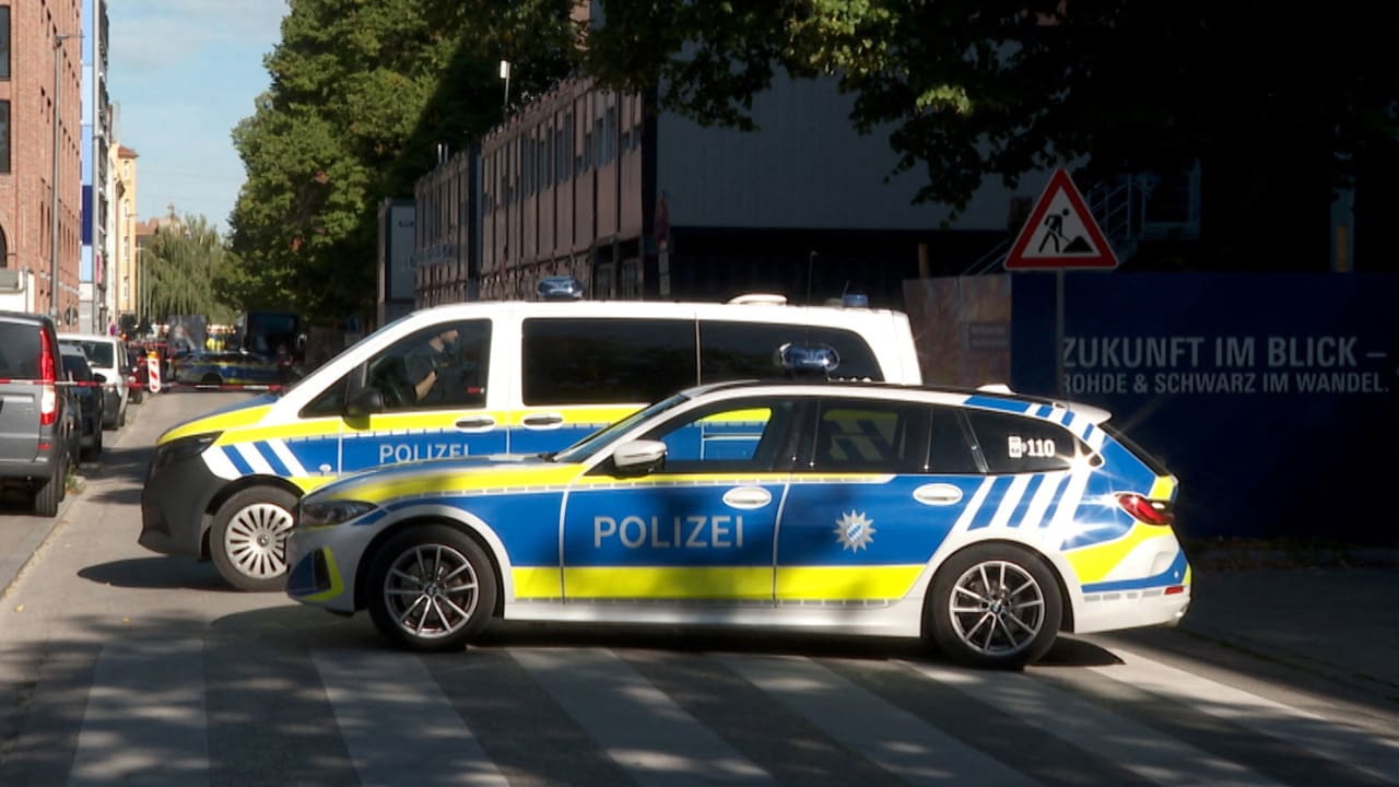 Police secures the area after a suspected politically motivated arson attack on a construction site outside the headquarters of defence tech firm Rohde & Schwarz in Munich, Germany, September 3, 2026. 